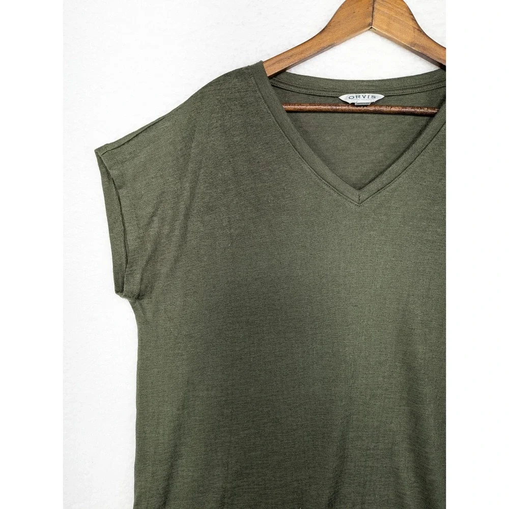 Orvis Sweater Womens Green V Neck Pullover Sleeveless Lightweight‎ L